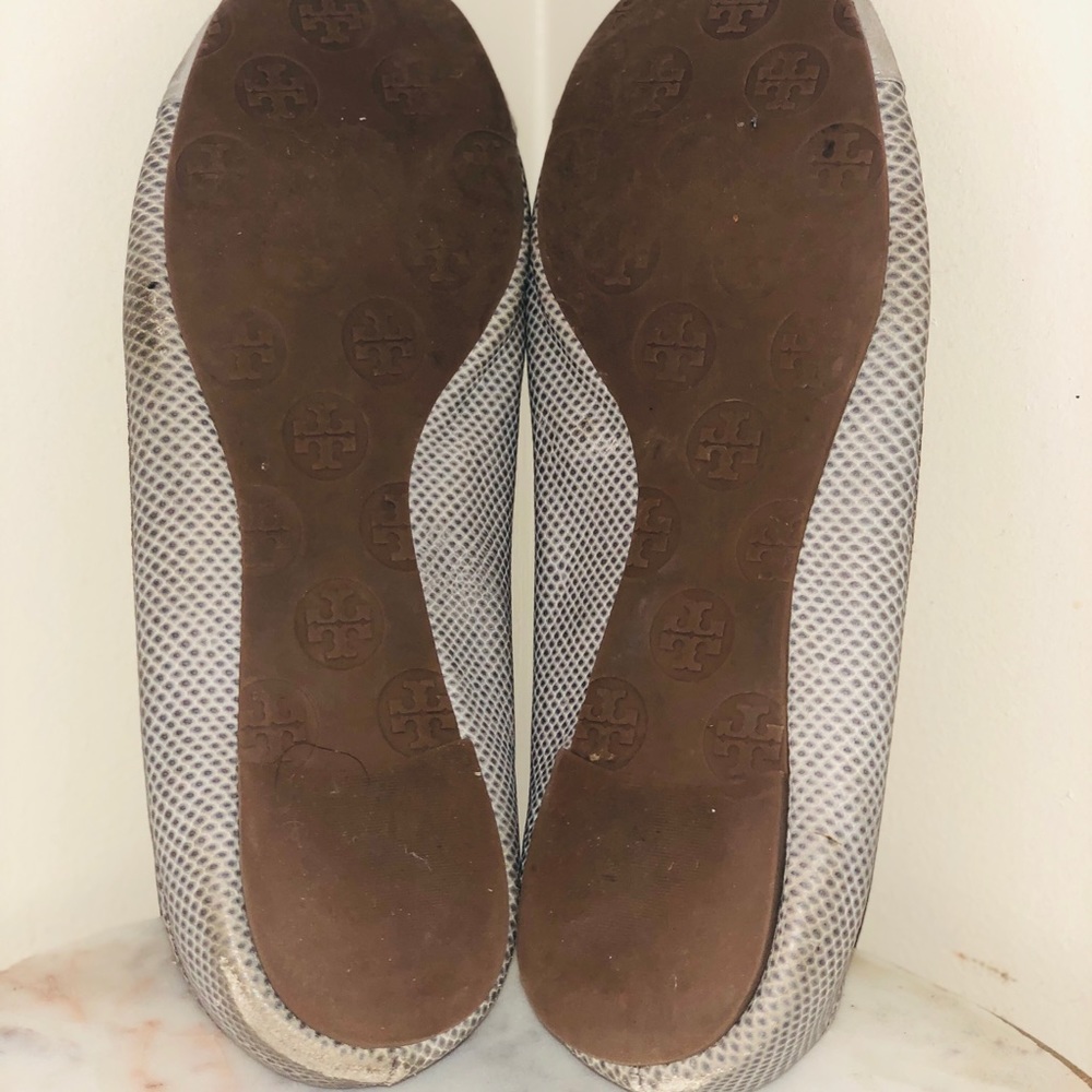 Tory Burch Gray Python Print Flats - image 3